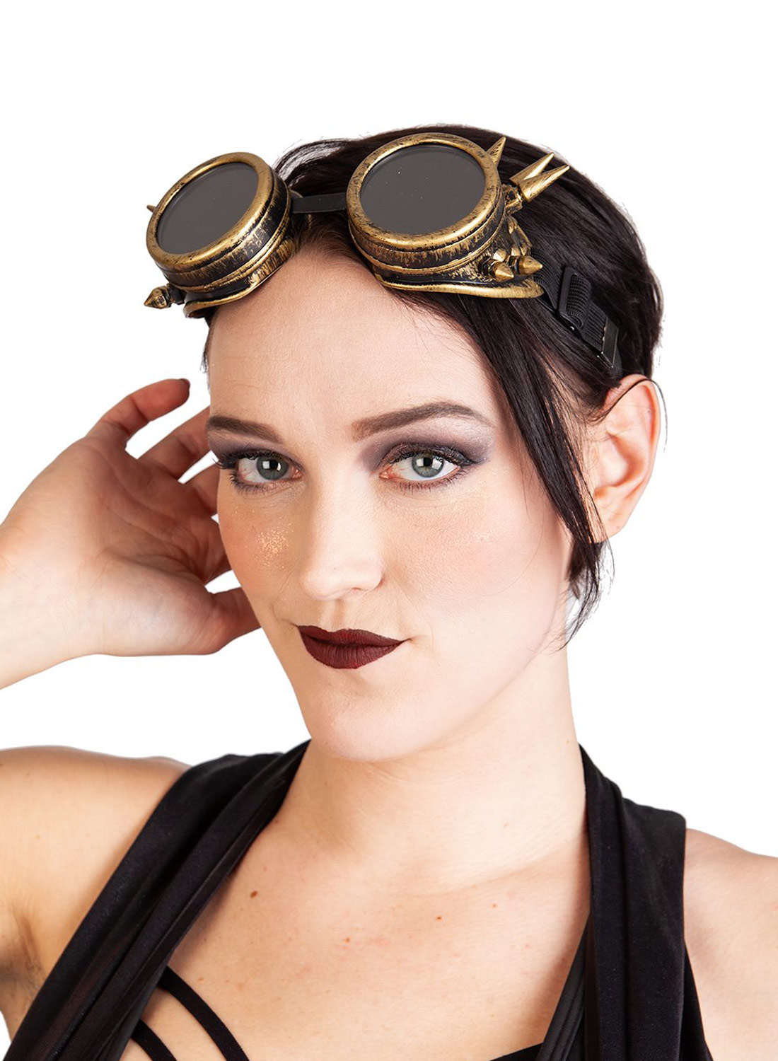 Sp-lasit niitattu messinki musta linssi