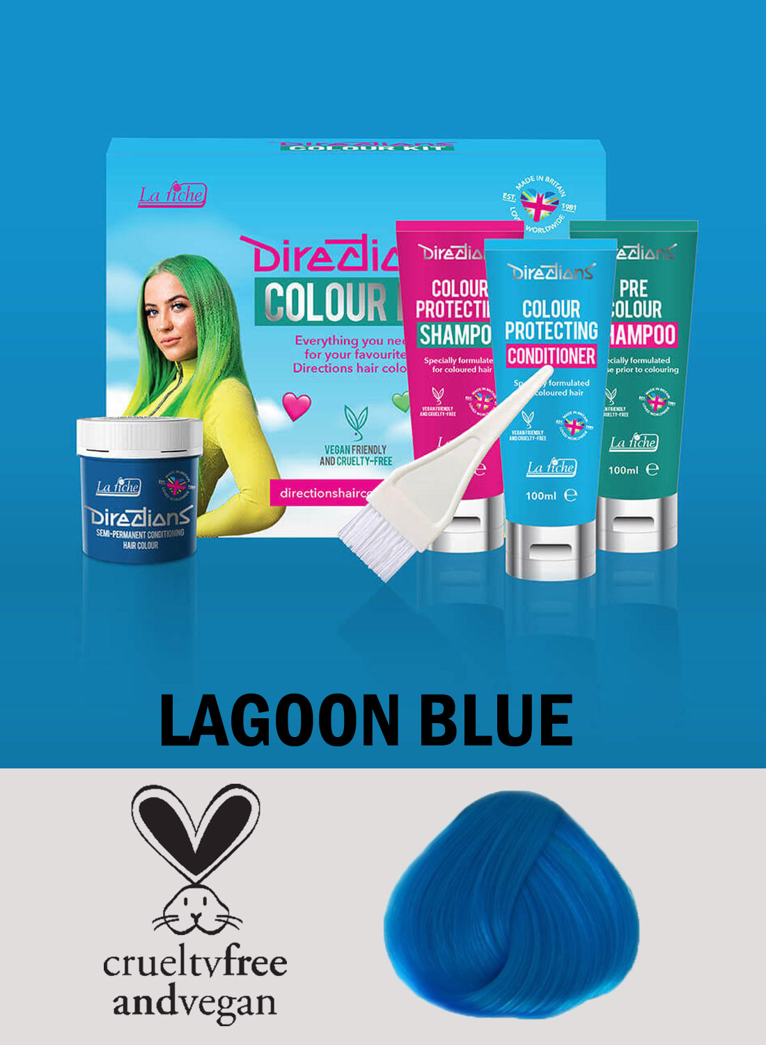 Ohjeet hiusvärille Lagoon Blue Kit