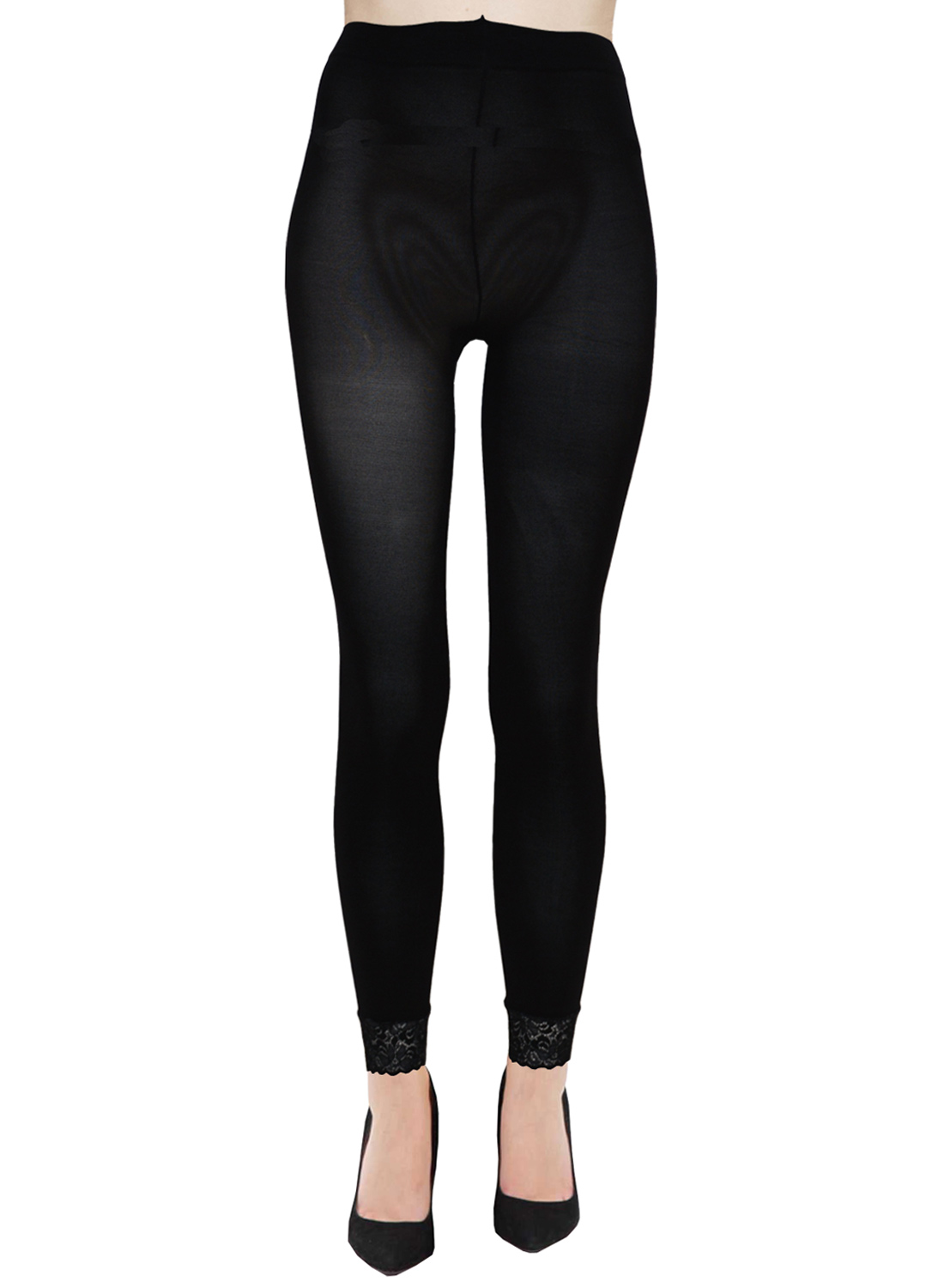 Jalattomat mustat pitsiset sukkahousut