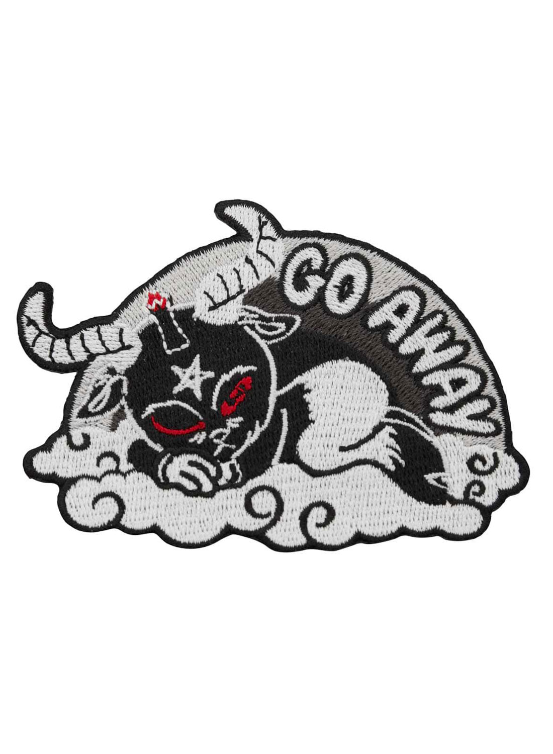 Go Away Patch on Killstarin brodeerattu merkki. Merkki sopii täydellisesti kiinnitettäväksi takkiin, laukkuun tai farkkuliiviin.