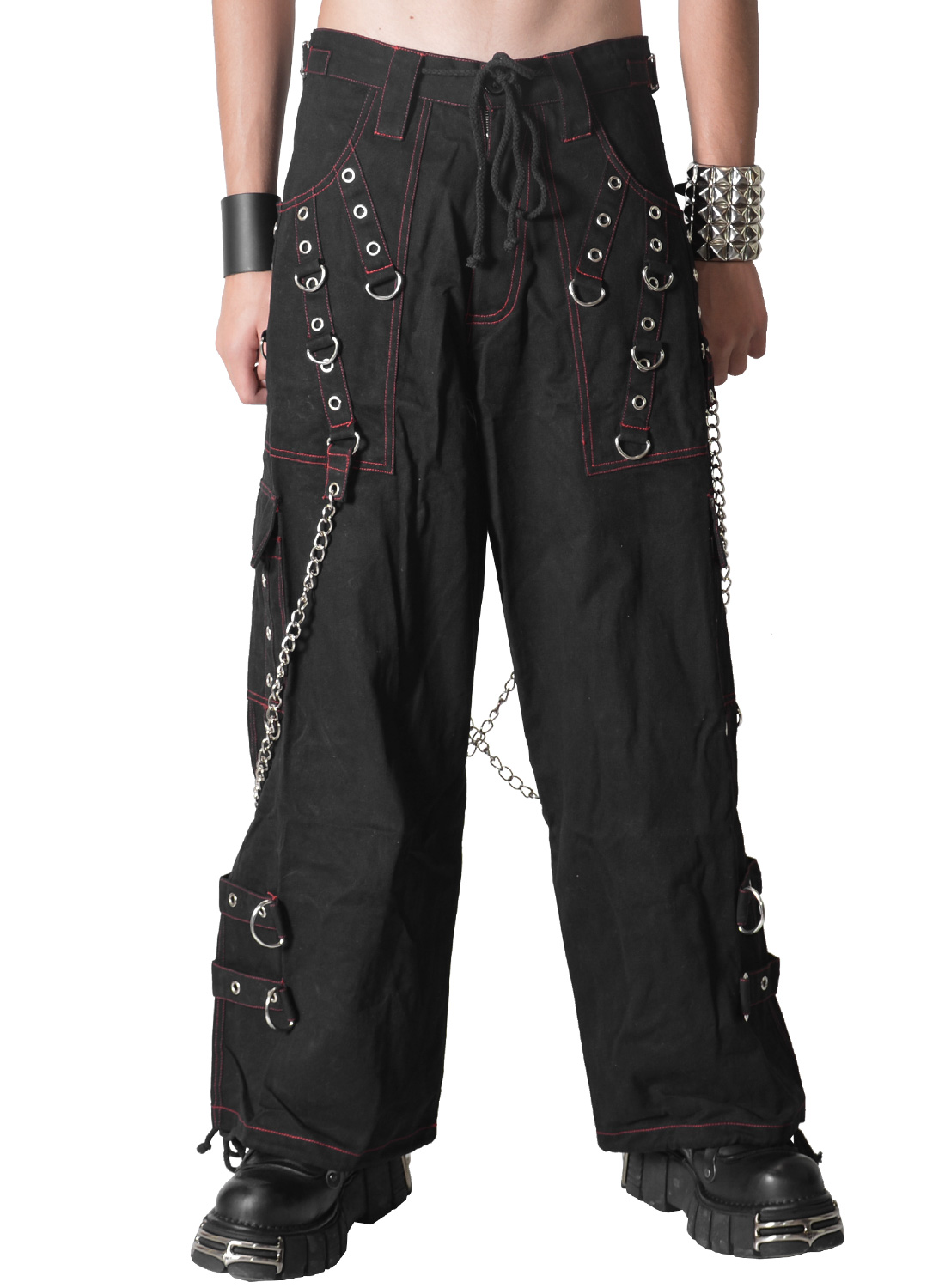 Metallireunaiset housut punaiset