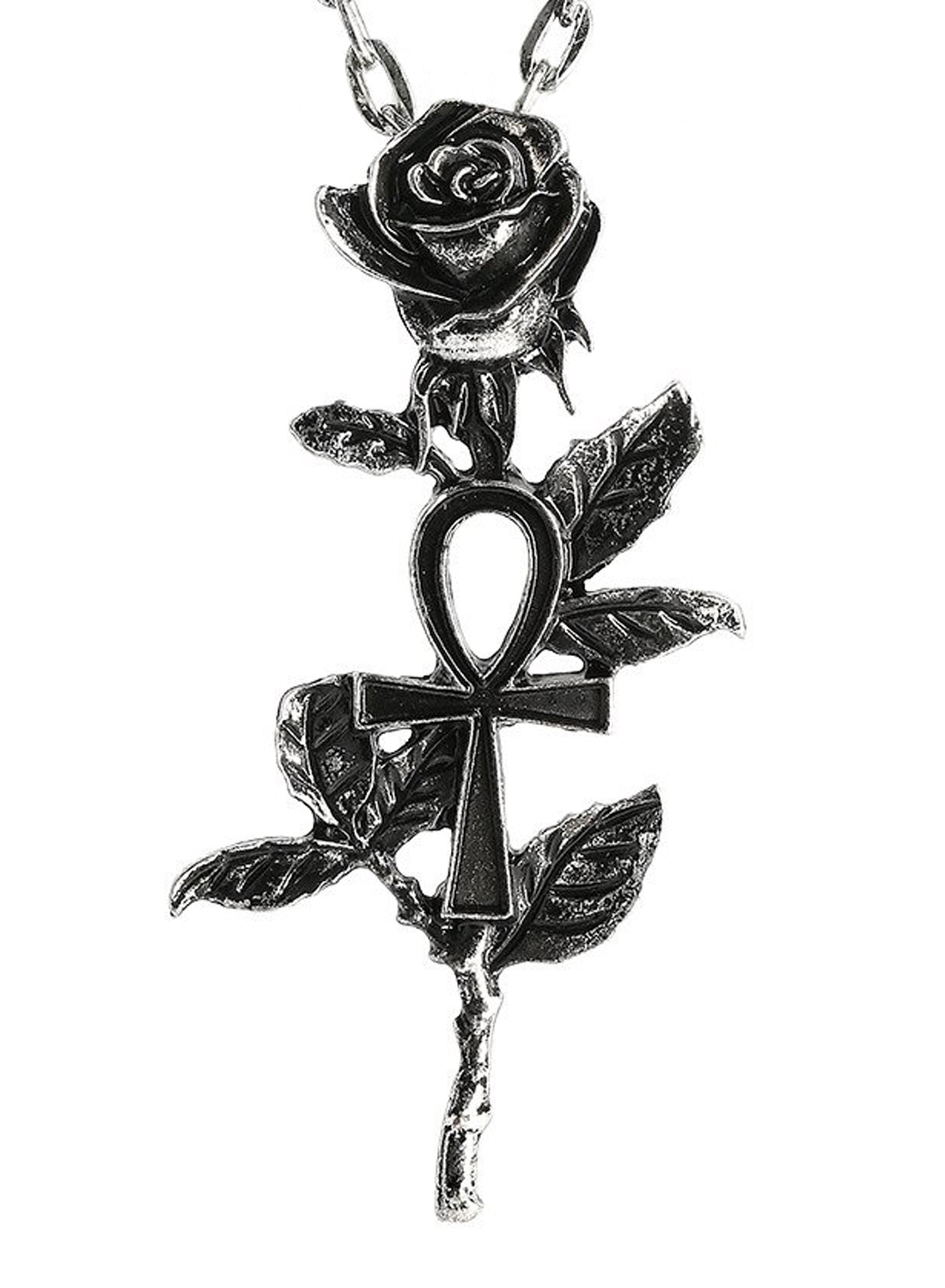 Hopeinen Ankh-ruusukaulakoru