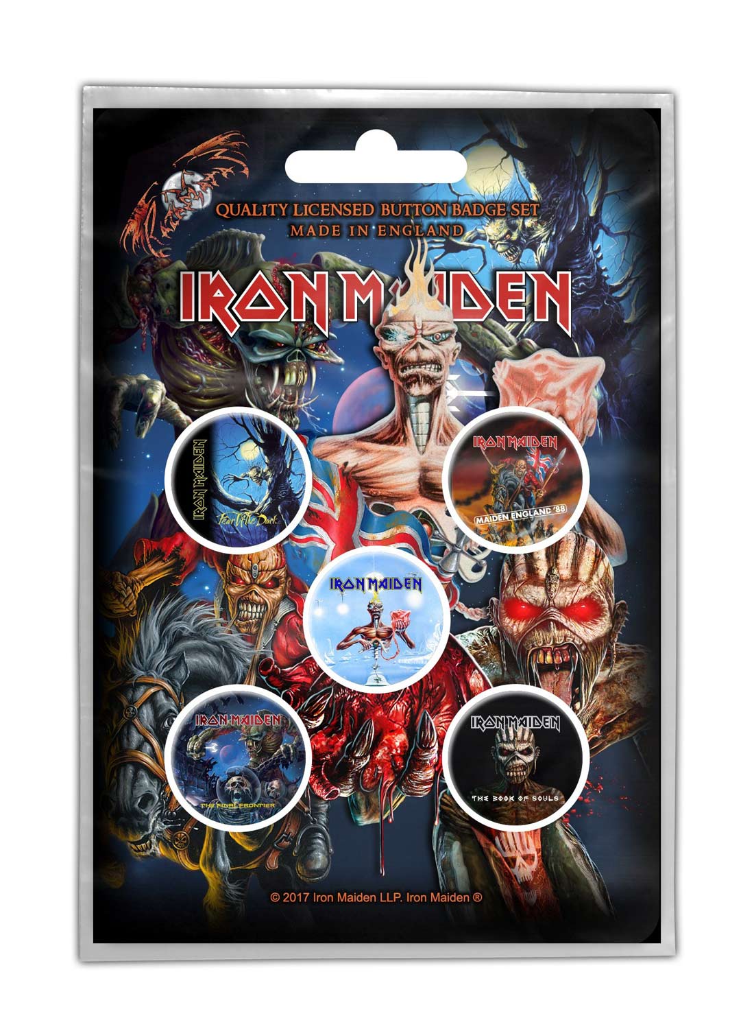Iron Maidenin myöhäisempien albumien rintanappipakkaus
