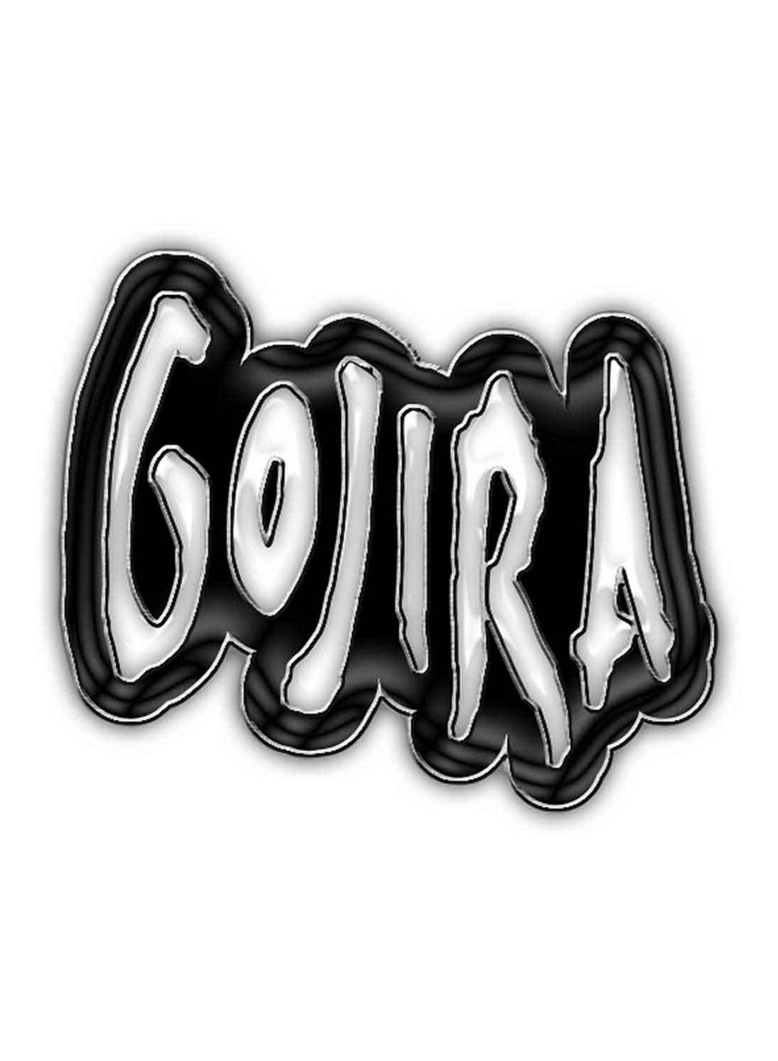 Gojira-logoinen metallinen rintanappi