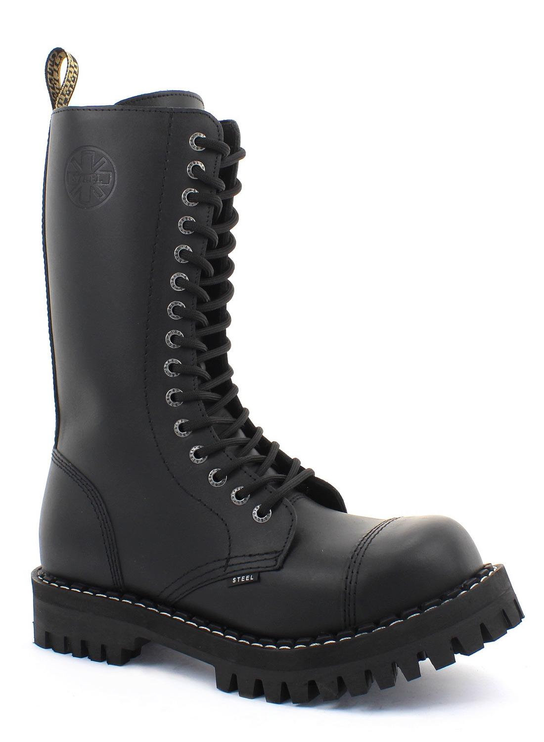 Teräksiset 15-reikäiset korkeat teräskärkiset saappaat