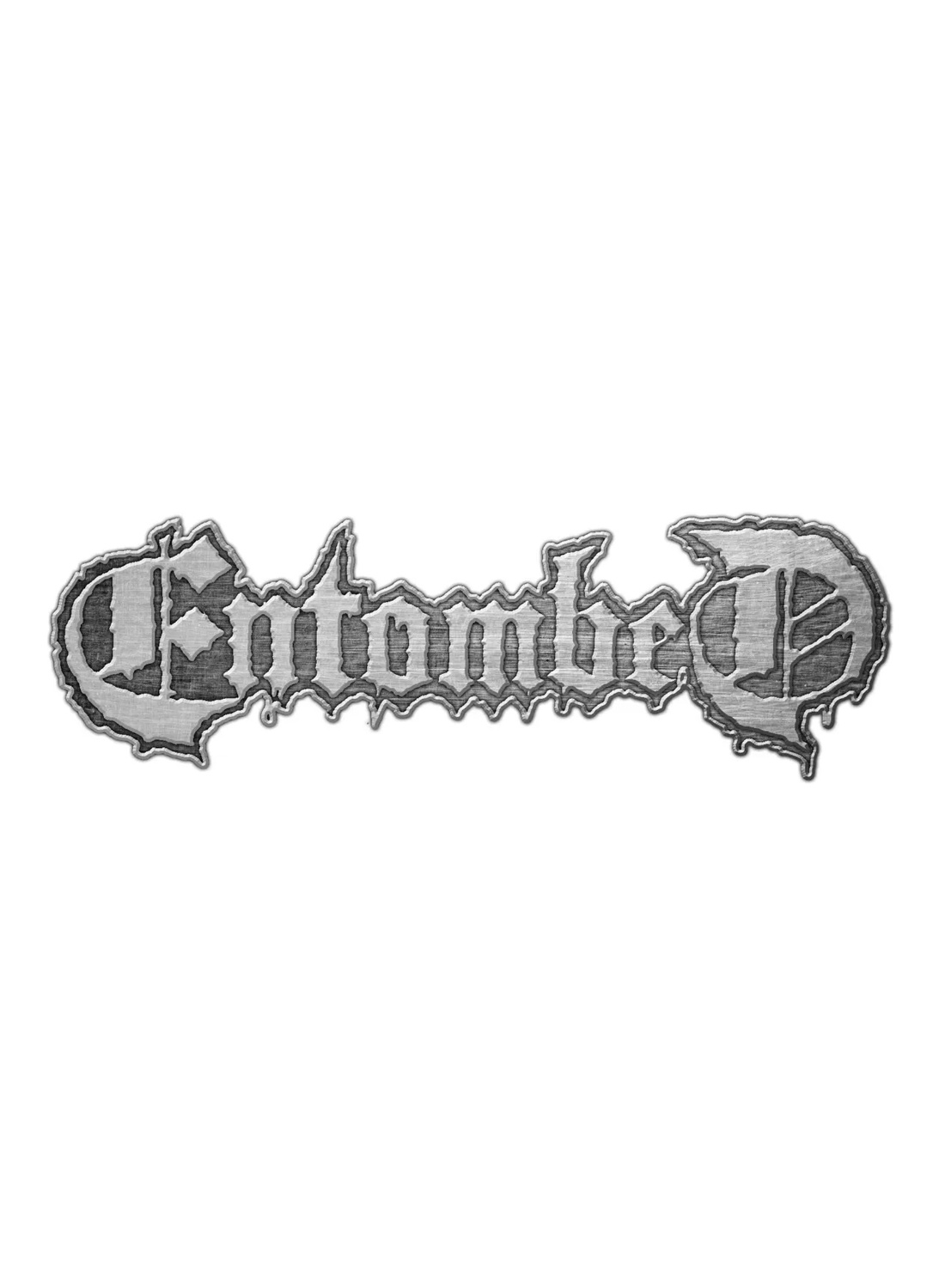 Entombed-logoinen metallinen rintanappi
