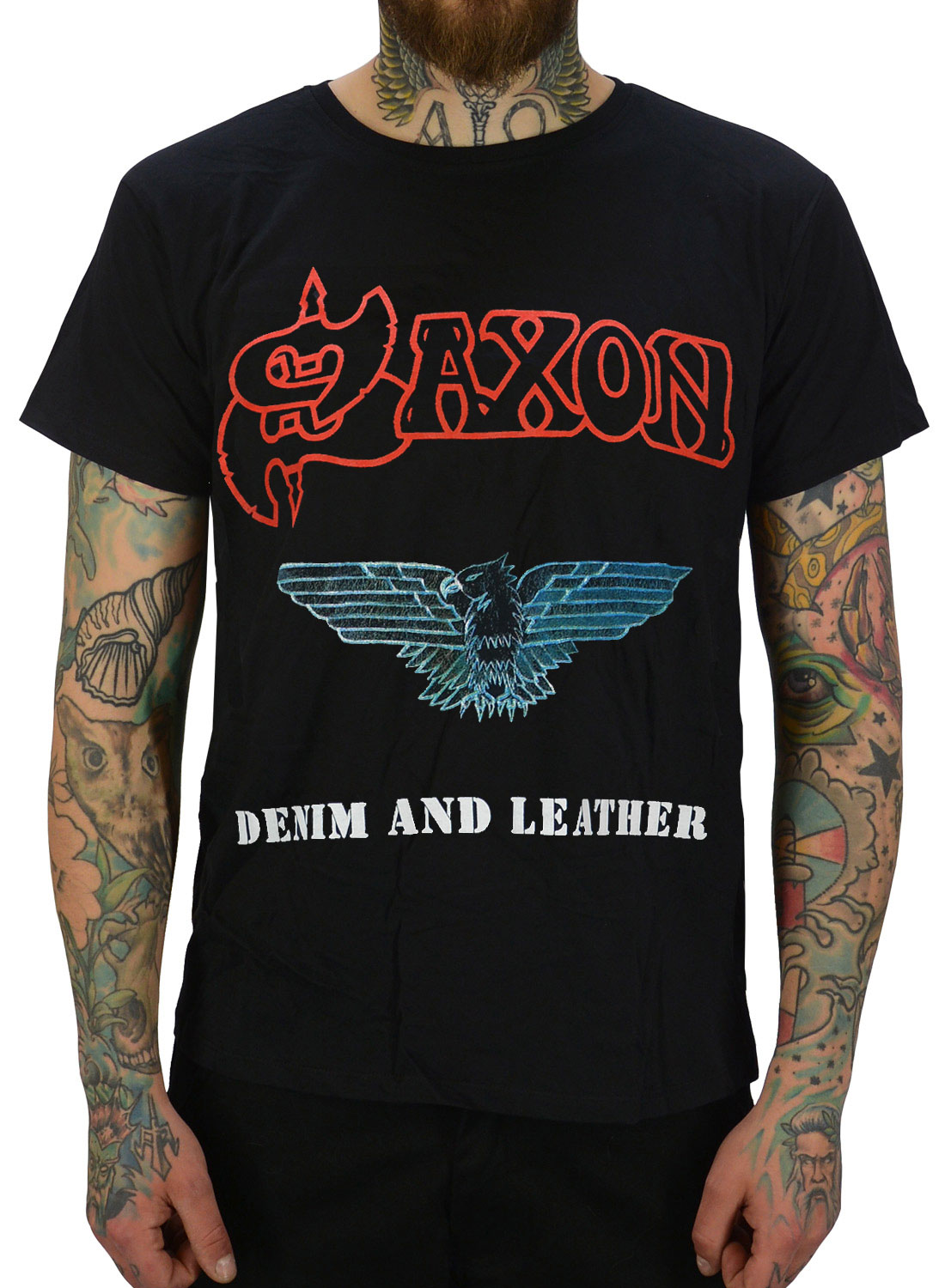 Saxon Denim & Leather T-paita