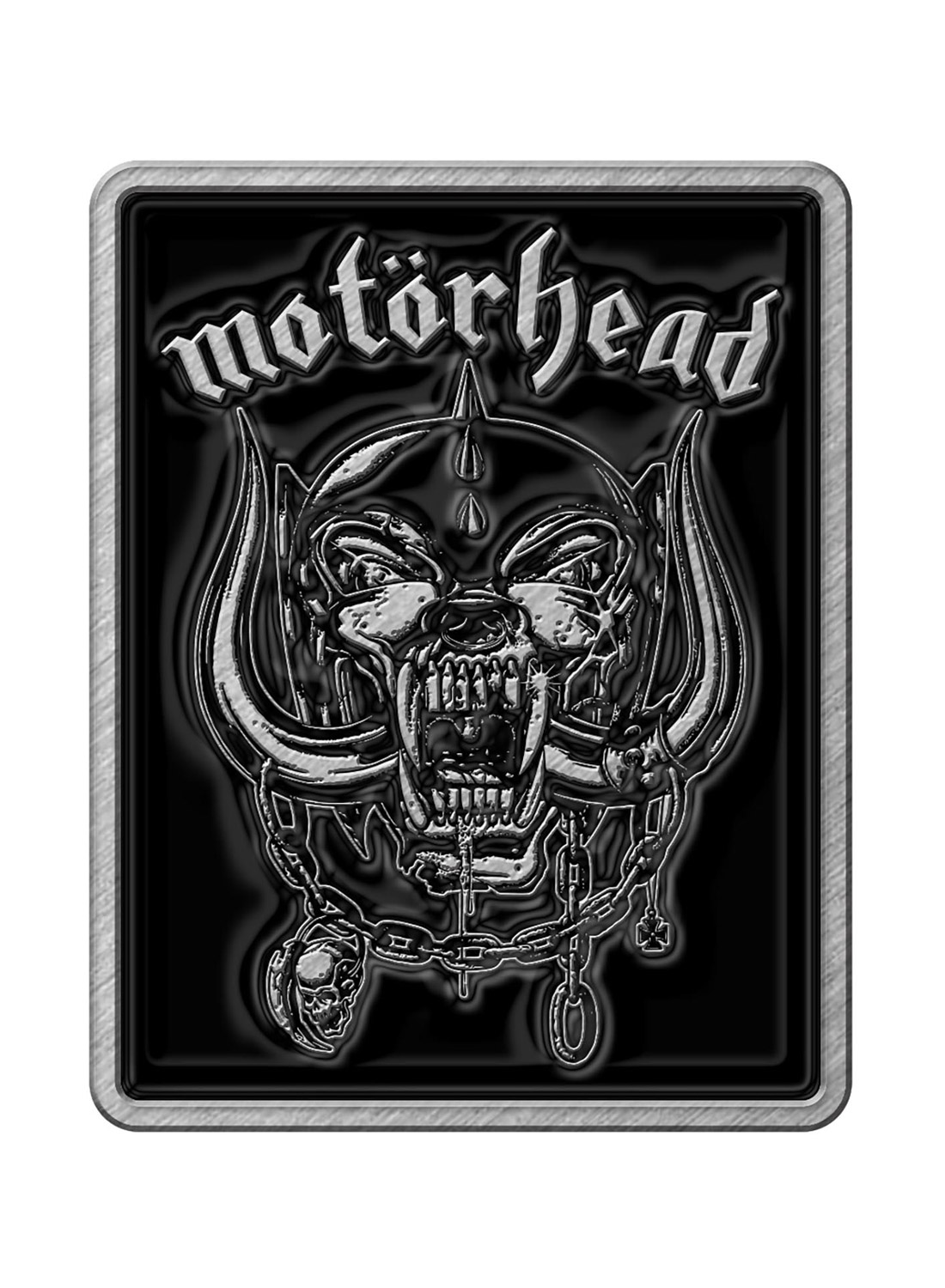 Motörhead-logo ja War Pig -metallipinssi