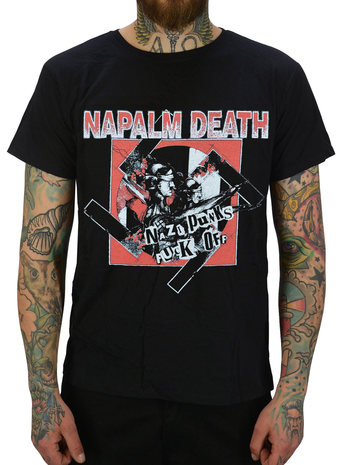 Napalm Death Nazi Punks Fuck Off T-paita