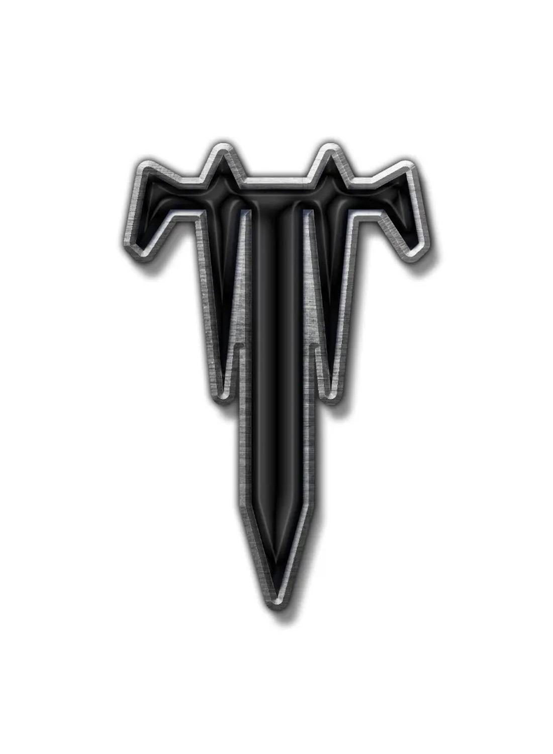 Trivium T -logoinen metallimerkki