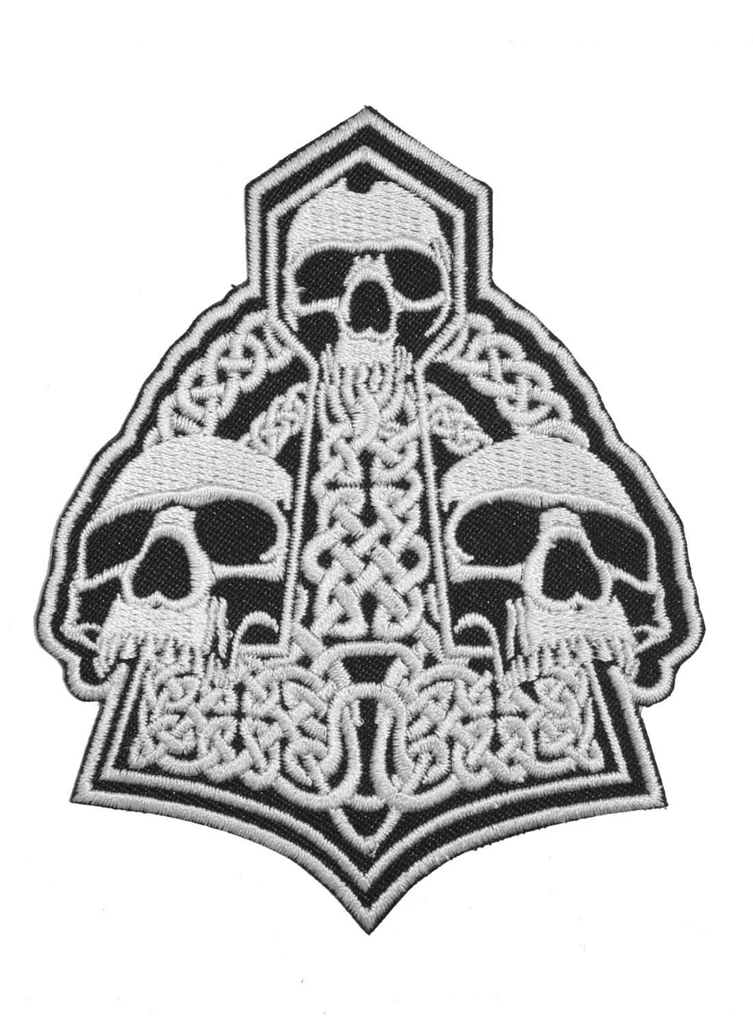 Three Skulls Mjölnir Brodeerattu merkki